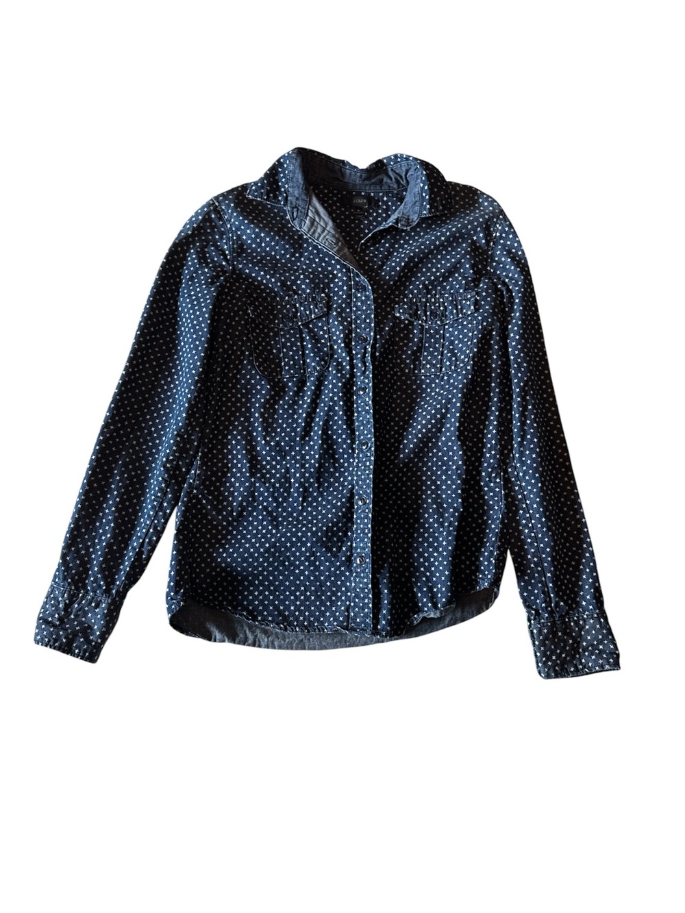 J Crew Women’s Navy Star print  Button-Up Shirt size 4
